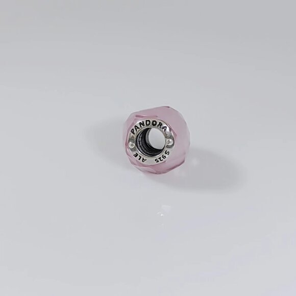 Pandora Shape of Love Charm, Pink Cubic Zirconia Faceted Murano Glass Charm S925 - Picture 5 of 5